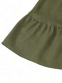 Vestido mini elegante de alta gama, diseño de hombros descubiertos y corte entallado, ideal para vacaciones, uso diario, reuniones y meriendas - Verde militar - Ver 6