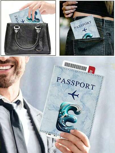 Blue Passport Holder With Letters A-Z,PU Travel Passport Protective Cover,Passport Wallet Women Men RFID Vintage Business Passport Covers Holder Portable Multi-Function,Lightweight & Easy-Clean Design For Daily Commute & Airports, Perfect Gift For Family, Friends, Or Loved Ones,Unique Birthday Gifts, Holiday Gifts, Party Gifts, Mother's Day Gifts, Vacation Gifts, Wedding Gifts, Graduation Gifts