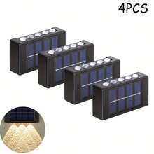 2/4/6/8 piezas Luces de pared solares de alta eficiencia, iluminación con sensor automático, luces LED rectangulares IP44 para exteriores, iluminación de paisaje para patio y pared exterior - 10 LED - Ver 10