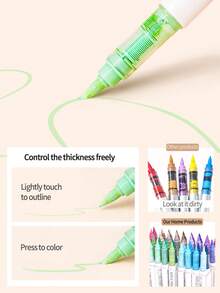 9-Color Set, New 288-Color Professional Set, 207-Color Direct Liquid Acrylic Paint Markers, Soft Tip Large Capacity Ink, Uniform Color, Odorless, Opaque, Suitable For Stone, Glass, Ceramic, Easter Eggs, Metal, Woodcraft Stationery, Student Watercolor Pens, Dual-Tip Oil-Based Markers For Art Students, Paintbrushes For Elementary School Drawing Books, DIY Creation, Suitable For School Art Supplies, Back-To-School Essential - Sets - View 11