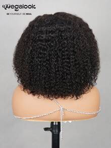 MEGALOOK 13x4x1 Jerry 卷曲蕾丝假发，100% 真人发丝，自然黑色，10-30 英寸，预漂白预拔毛，自然发际线，适合新手，适合女性，可用于假日派对、商务会议、节日季、服装派对、冬季假期、毕业典礼、婚礼、万圣节装扮以及日常派对。 - SNatural - 查看 9