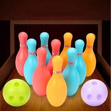 1 Set 12cm Plastic Bowling Set, 10Pcs Colorful Bowling Pins With 2 Balls, Indoor Outdoor Bowling Sports, Birthday Party & Family Activity - Multi-color 1 Set - View 3