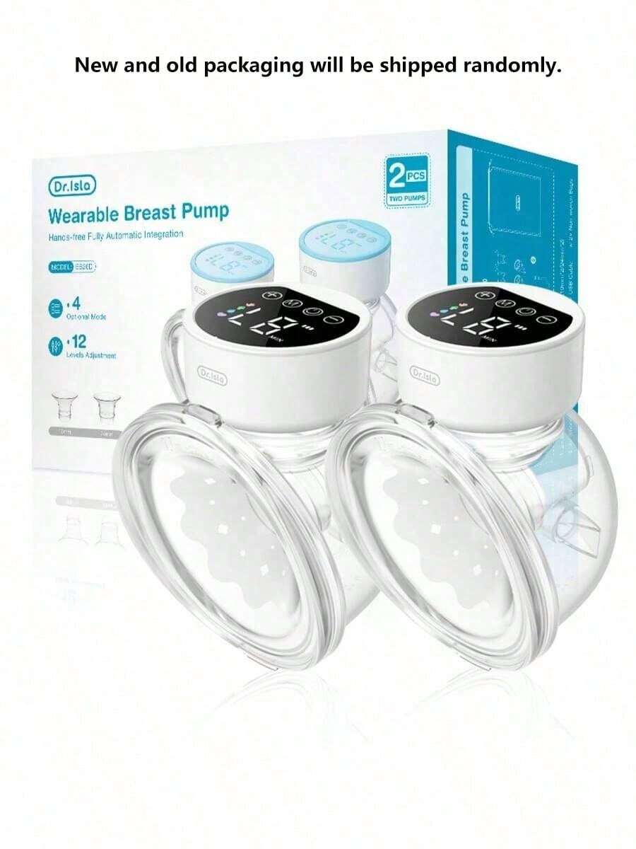 2pcs 180ml Wearable Electric Breast Pump, 4 Modes, Variable Frequency, 12 Settings Per Mode, Low Noise Anti-Leakage Design