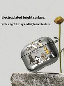 1个可爱酷炫的狗狗造型电镀耳机保护套，简约风格保护壳，兼容Apple Pro 2、新款第四/三代、第一/二代Pro - 黑色 - 查看 3