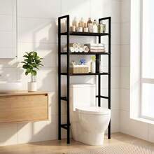 Over The Toilet Storage, 3-Tier Bathroom Organizer, Freestanding Above Toilet Shelf With Adjustable Feet, Space Saving, Easy Assembly, Carbon Steel Shelf, 61" H, Available In Black - Black - View 10