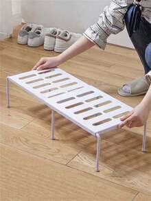1pc/2pcs Solid Color Detachable Expandable Shoe Rack, Plastic Shoe & Slipper Storage Organizer, Suitable For Kitchen, Living Room, Dorm. Can Be Placed In Entryway, Under Bed, Bathroom, Closet. Reinforced Expandable Shoe Rack. - Multicolor - View 6