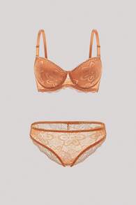 2pcs Women's Undergarment Set (With Underwire Bra & Panty) Lingerie - Yellow - View 1