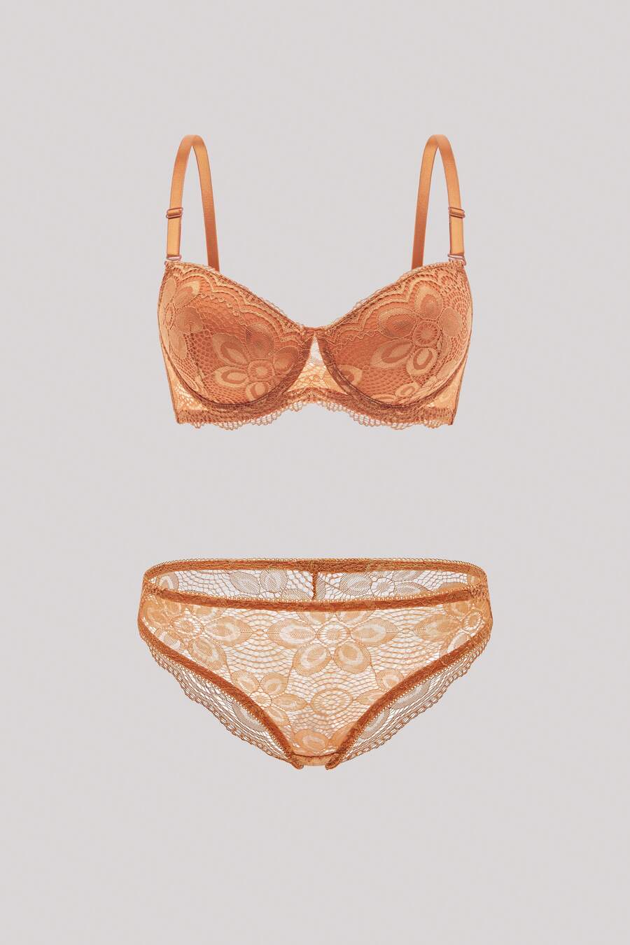 2pcs Women's Undergarment Set (With Underwire Bra & Panty) Lingerie - Yellow - View 1
