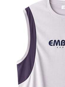 ACTIVEMAN Men's Colorblock Sleeveless Sports Tank Top, Breathable Quick-Dry Fitness Running Vest - Light Grey - View 7