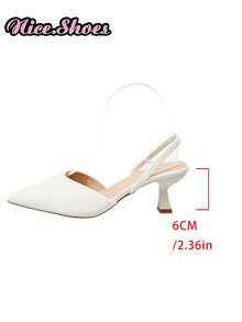 Giày sandal cao gót mũi nhọn, quai hậu tối giản, kiểu dáng mùa hè mới, thích hợp đi làm, hẹn hò, mặc hàng ngày, phong cách thanh lịch kiểu Pháp, màu be, đỏ rượu vang, cà phê đậm, đen. - trắng - Xem 11