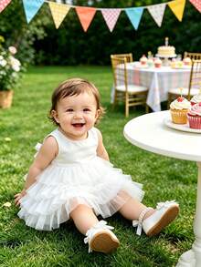 Newborn/Infant Girls' Mary Jane Flats - Newborn Infant Prewalker Shoes Soft Rubber Sole Princess Wedding Christening Crib Shoes - White - View 4