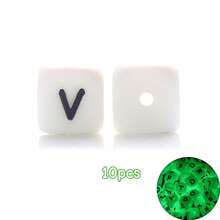 10/26 hạt chữ cái silicon phát sáng trong bóng tối, hạt chữ cái hình lập phương màu trắng từ A đến Z, phát quang trong bóng tối, dùng để tự làm vòng tay, vòng cổ, mặt dây chuyền ba lô và các dự án thủ công khác. - Nhiều màu - Xem 34