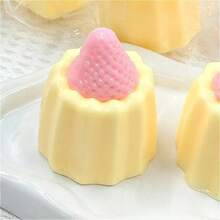 1PC Squishy Strawberry Canelé Cake Mud Feel Silicone Slow Rising Stress Relief Toy Pinch Decompression Office Desk Gift - Multicolor - View 16
