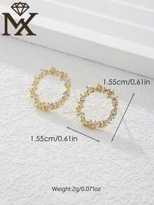 SYMFNY 1 Đôi bông tai bạc 925 hình hoa rỗng, thanh lịch và ngọt ngào, đính đá Cubic Zirconia, thích hợp cho phụ nữ đi chơi, hẹn hò, đi làm, là lựa chọn quà tặng tuyệt vời. - Vàng - Xem 4