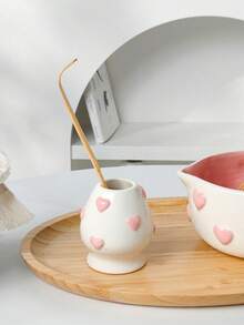 1pc/2pcs/4pcs/5pcs/8pcs Set New Pink Embossed Heart Matcha Bowl Tea Set, Highly Attractive Heart-Shaped Spout Bowl, Matcha Tool Combination Including Matcha Bowl, Whisk And Holder, Bamboo Scoop, Sieve, Suitable For Matcha Lovers And Beginners, Great Gift, Mother's Day Gift, Gift For Elders - Multicolor - View 12