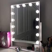 Lampu LED Vanity 3 Warna yang Dapat Diatur, Lampu Pengisi USB 5V dengan Rotasi dan Penyimpanan Kabel, 2/6/10/14 Lampu LED, Cocok untuk Kamar Mandi, Kamar Tidur, Meja Rias, Salon Rambut - Putih - View 1