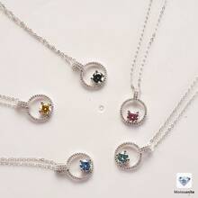 1 mặt dây chuyền bạc S925 đính đá Moissanite tròn 1 carat, thiết kế sang trọng và tinh tế, phù hợp cho phụ nữ đeo hàng ngày, kèm hộp quà tặng. - Một miếng - Xem 8
