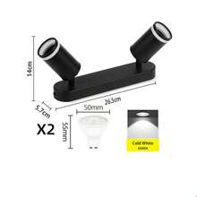 CANMEIJIA 1个木纹GU10嵌入式吸顶灯，黑/白双头，铝制材质，带/不带灯泡，适用于商店/书房/卧室/客厅/咖啡厅/展览馆/画廊/博物馆/走廊/门廊，可根据需要选择尺寸 - 吸頂射燈GU10燈座 - 查看 29