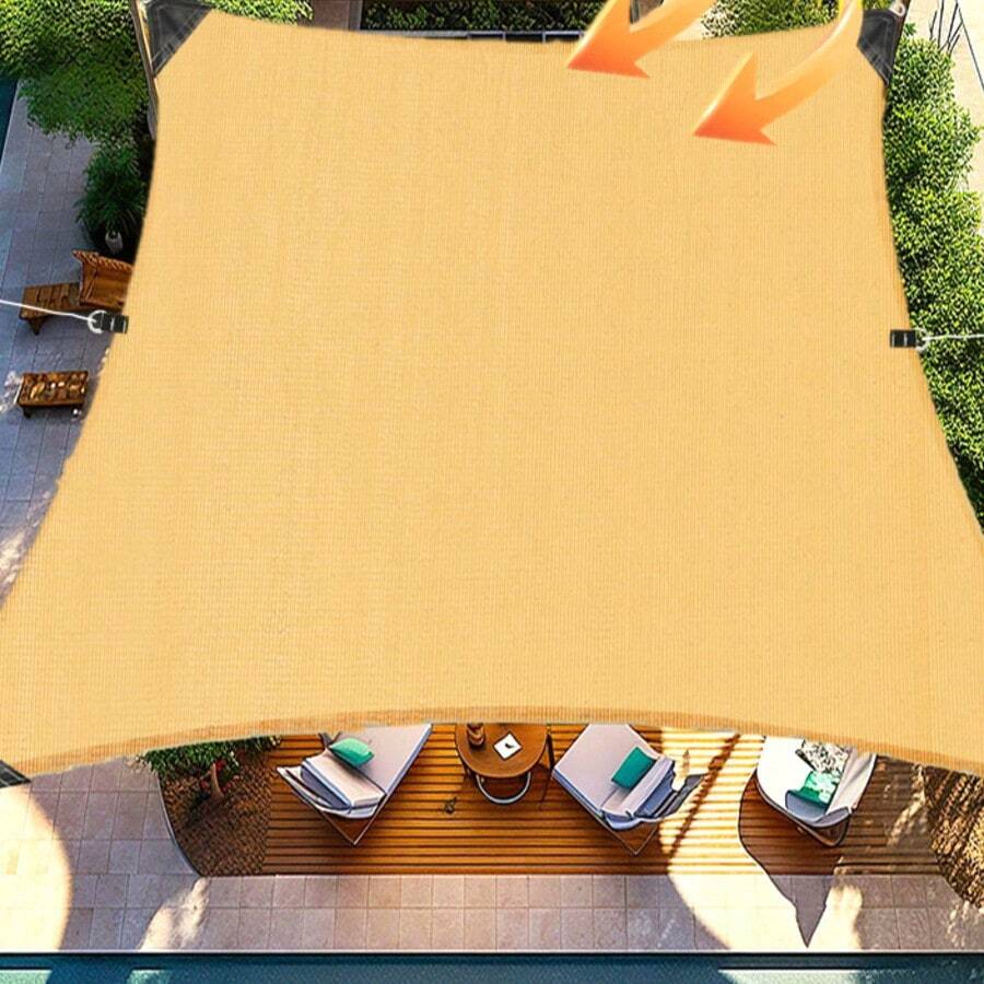 1 Bộ bạt che nắng hình chữ nhật lớn, chống thấm nước, chống tia UV 98%, thích hợp cho sân, vườn, hồ bơi, cắm trại ngoài trời, bao gồm cả cáp thép lắp đặt. - hình chữ nhật - Xem 1