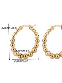 1pair 18k Stainless Steel Ball Bead Hoop Earrings - 多色 - 查看 3