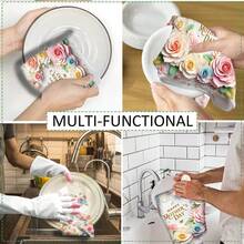 1/2/4/6pcs Colorful Floral Print Dish Towels - 16x24 Inches, Soft Floral Pattern Kitchen Towels, Modern Style, Machine Washable Towels, For Seasonal Decor, Can Be Used As Napkins, Placemats, Housewarming Gifts, Suitable For Kitchen, Bathroom, Outdoor Activities, Parties, Afternoon Tea Decoration, Home Supplies - Multicolor - View 10
