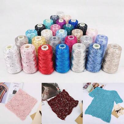 50g Bobine de fil de sequins brillants, fil fantaisie multicolore de sequins pour le tricot à la main, le tricot mécanique, l'artisanat DIY, convient pour toutes les saisons