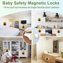 4pcs/3pcs Magnetic Invisible Child Safety Cabinet Lock, Baby Safety Lock - The Most Secure, Fastest, And Most Convenient Multi-Function Adhesive Safety Lock Buckle, No Screws Or Tools Required - Multicolor - View 6