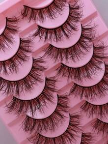 10 pares de pestañas voluminosas rusas D DD y pestañas postizas naturales y esponjosas 3D de visón falso, pestañas postizas de tira completa con volumen y efecto ahumado, pestañas voluminosas naturales con efecto cruzado, pestañas postizas con banda invisible para uso diario - Ver 5