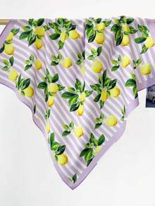 1 pieza Nuevo Pañuelo cuadrado pequeño de 100% algodón con estampado de frutas versátil, estampado floral de fibra de poliéster (poliéster) - Multicolor - Ver 10