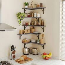 Tomnk 4/5pcs Corner Floating Shelves, Bookshelves, Rustic Wood Wall Mounted Corner Shelf, Wall Decor, Room Decor, For Bathroom, Kitchen, Bedroom, Home Decor, Laundry Room, Living Room, Spring Decor - 彩色 - 查看 7