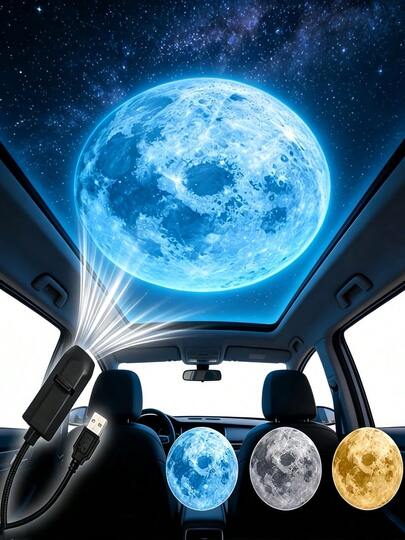 3-In-1 Interchangeable LED Planet Projection Light, Portable LED Planet & Moon Projection Light, USB LED Projection Light (360° Rotatable), Suitable For Bedroom, Living Room, Car Ceiling LED Night Light - Creative Decor And Gift