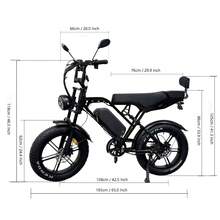 VOMO Bicicleta eléctrica X80 Ultra, bicicleta todoterreno de 20 pulgadas con neumáticos anchos, motor de 1000 W, batería de larga duración de 48 V y 15 Ah, 7 velocidades, frenos hidráulicos dobles, suspensión completa, adecuada para ciclismo de montaña, paseos por la playa y paseos en la nieve. - Negro - Ver 7