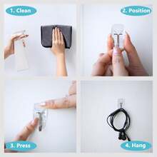 10 móc treo tường trong suốt, móc dán chịu lực cao, có thể tái sử dụng, kèm keo dán, không cần dụng cụ. - 10 CÁI - Xem 4