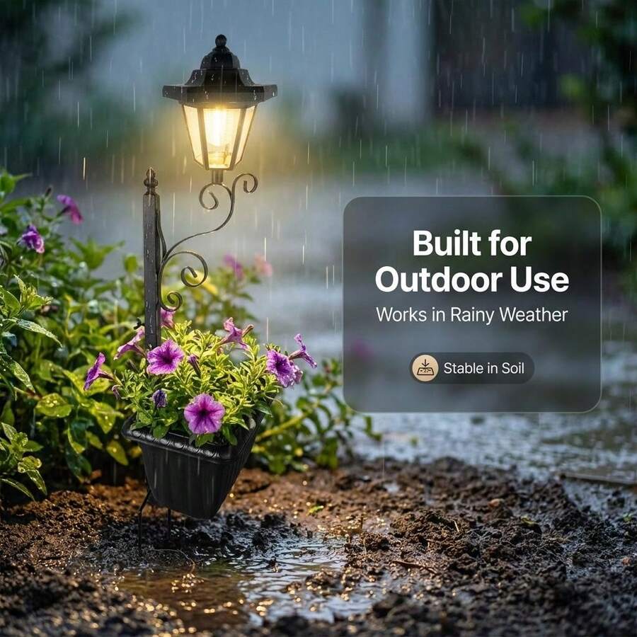 TazTir Outdoor Solar Flower Pot Light, Easy Install Garden Stake Lamp, Weather Resistant Yard Lighting For Walkway, Front Yard, Balcony - 太陽能 - 查看 1