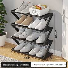 1pc 4-Tier Z-Shaped Plastic Shoe Rack, Freestanding Large Capacity Multi-Functional Storage Organizer, Tool-Free Easy Assembly, Stackable & Space Saving. Holds Shoes, Boots, Sundries; Perfect For Hallway, Wardrobe, Living Room, Bedroom & Dorm - Multicolor - View 5