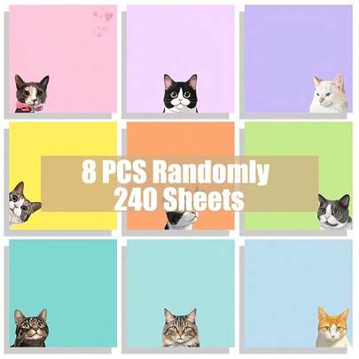 1/4/8 عبوة من ملصقات لاصقة بشكل قطة سوداء جميلة، مناسبة لمكاتب المكاتب، أوراق مذكرات لاصقة ذات أنماط قطط، دفاتر مربعة مناسبة لمستلزمات المدرسة، هدايا عشاق القطط، هدايا للمعلمين، ديكورات لوحة نشرة ذات موضوع القطط