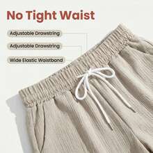 Drawstring Waist Textured Fabric Shorts Women's Casual Outdoor Sports Loose Shorts Summer - Multicolor - View 3