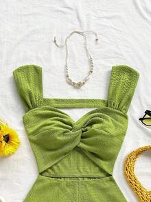 Mono de punto a rayas con cuello en pico y espalda descubierta para mujer, adecuado para fiesta, cita, San Valentín, Pascua, carnaval, té de la tarde, playa, crucero, vacaciones en la ciudad, otoño/invierno - Azul - Ver 10