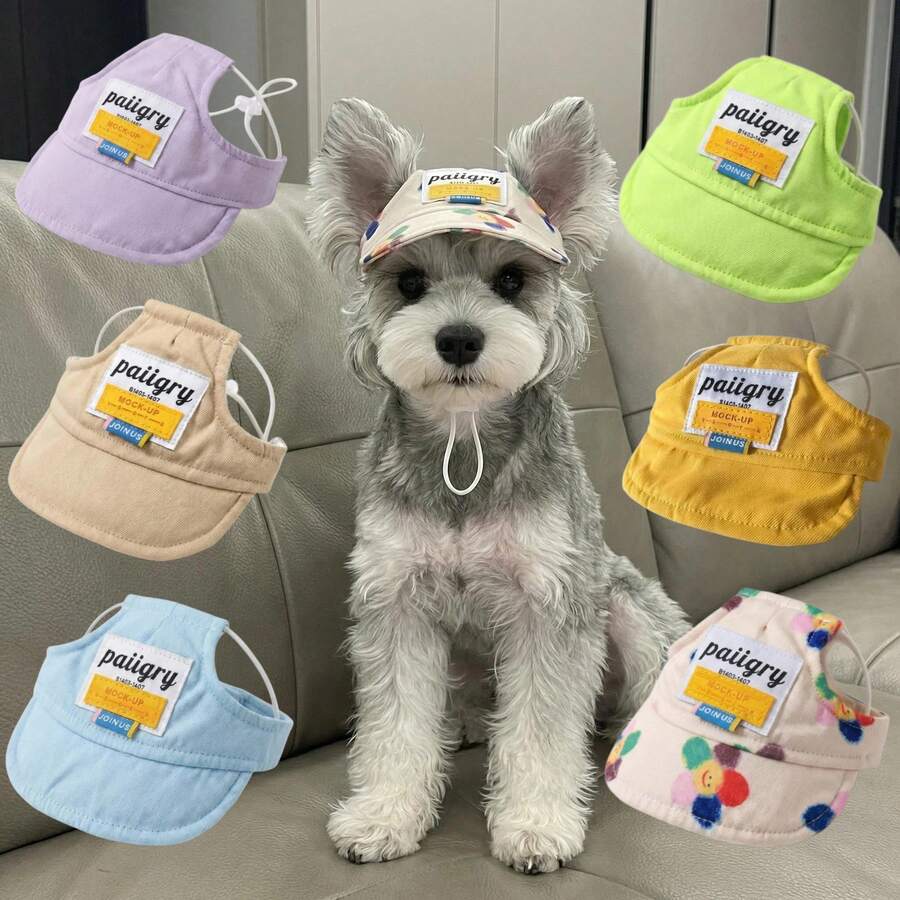 7 Colors Available Cute Dog Baseball Cap, Breathable UV Protection Outdoor Pet Sun Hat, Adjustable Size For Small/Medium Dogs, Suitable For All Seasons - Apricot - View 1