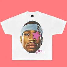 Unisex Graphic T-Shirts, 220g Cotton, Crew Neck, Short Sleeve, Loose Fit Basketball Icon AI Pink Star T-Shirt, Oversized, Graphic Print, Streetwear Style, Y2K, Funny, Christmas Gift T-Shirt, Meme, For Kids, Vintage Band Fan Favorite Merchandise, Clothing For Music Icon Fans. - 青少年 XS 碼(22.16 新加坡元) - 查看 6