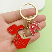 A+ 成绩励志书籍钥匙扣，考试奖励鼓励钥匙扣，可爱表扬主题钥匙扣，珐琅合金校园风钥匙扣，可爱红色学习元素钥匙扣，时尚学生日常配饰 - 彩色 - 查看 3