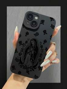 Virgin Maria & Flowers Pattern Liquid Silicone Mobile Phone Case Full-Body Protection Shockproof Anti-Fall TPU Soft Rubber Case Compatible With IPhone 16/11/12/13/14/15/15pro/15 Plus/15 Promax/7plus/8plus/X/Xs Max/Xr/11pro/12pro/13pro/14pro/12mini/13mini/11promax/12promax/13promax/14promax/14plus/6/6s/6plus/7/8/16Pro/16plus/16promax/Se&Compatible With Samsung Galaxy /A54/A14/A12/A13/A15/A32/A33/A24/A52S/S20/S21/S22/S23/S24/S23Plus/S24ultra Waterproof Scratch Resistant - 1pc - 查看 2
