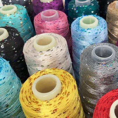 50g Summer Shiny Sequin Yarn, Ice Silk Special Sequins Thread, Suitable For DIY Crafts, Knitting, Crocheting, Making Clothes, Bags And Hats
