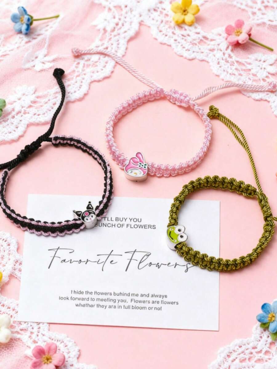 Vòng tay dây rút điều chỉnh được, kiểu dáng hoạt hình dễ thương, giản dị, đa năng, thuộc series Sanrio, tối giản, mềm mại và tinh nghịch, mang hơi hướng trẻ thơ, đơn giản và ngọt ngào. - Nhiều màu - Xem 1