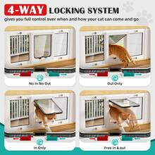 WHIFFEE Large Cat Door For Window, Lockable Pet Screen Door With 4 Way Lock, Weatherproof Dog Door For Sliding Glass Window, Suitable For Cats And Small Dogs Up To 25 Lbs - White - View 4