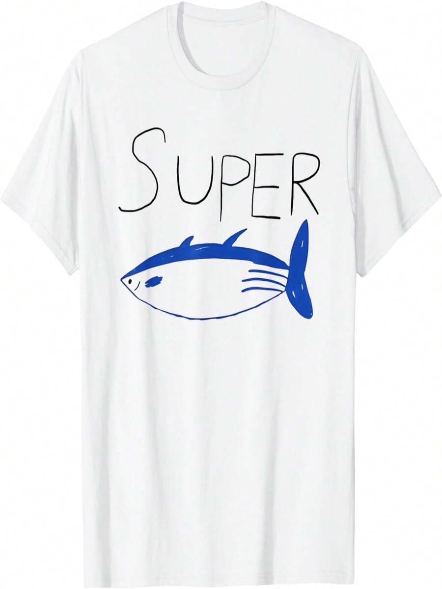 Camiseta con texto en inglés Atún - Blanco - Ver 1