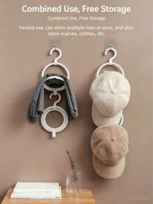 2pcs Hat Rack, Scarf Organizer Hooks, Wall-Mounted Cabinet Door Storage Rack, Over-The-Door Hanger, Hat Storage Accessories, Bedroom/Living Room/Dorm Supplies, Home Organization And Storage Items - MultiWarna - View 9