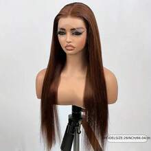 30 Zoll gerade 13x4 High Definition transparente Lace Front Perücke, 200% Dichte vorausgerissene Baby-Haar Lace Front Perücke, brasilianisches Jungfernhaar Lace Front Perücke für Frauen - Braun - Übersicht 4
