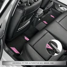 Pink Rubber Floor Mats With Aluminum Film And Colorful Piping, Non-Slip Backing All-Weather Protection, Trim-To-Fit Liner For Cars SUVs Trucks Vehicles - PINK - View 2