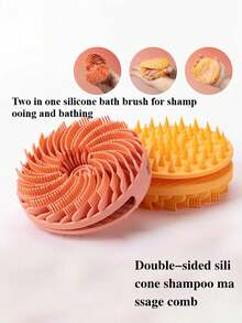 Double-Sided Silicone Bath Brush For Exfoliation, Shampooing, And Body Care; Deeply Cleanses And Softens Skin; Suitable For Home Use; Silicone Bath Massager; Easy To Clean; Produces Rich Lather. Also Includes A Head Massager. - Multicolor - View 5
